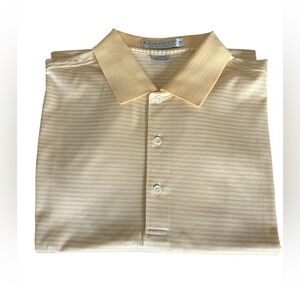 Martin Yellow Striped Golf Polo Shirt Pima Cotton Classic Preppy Country Club L